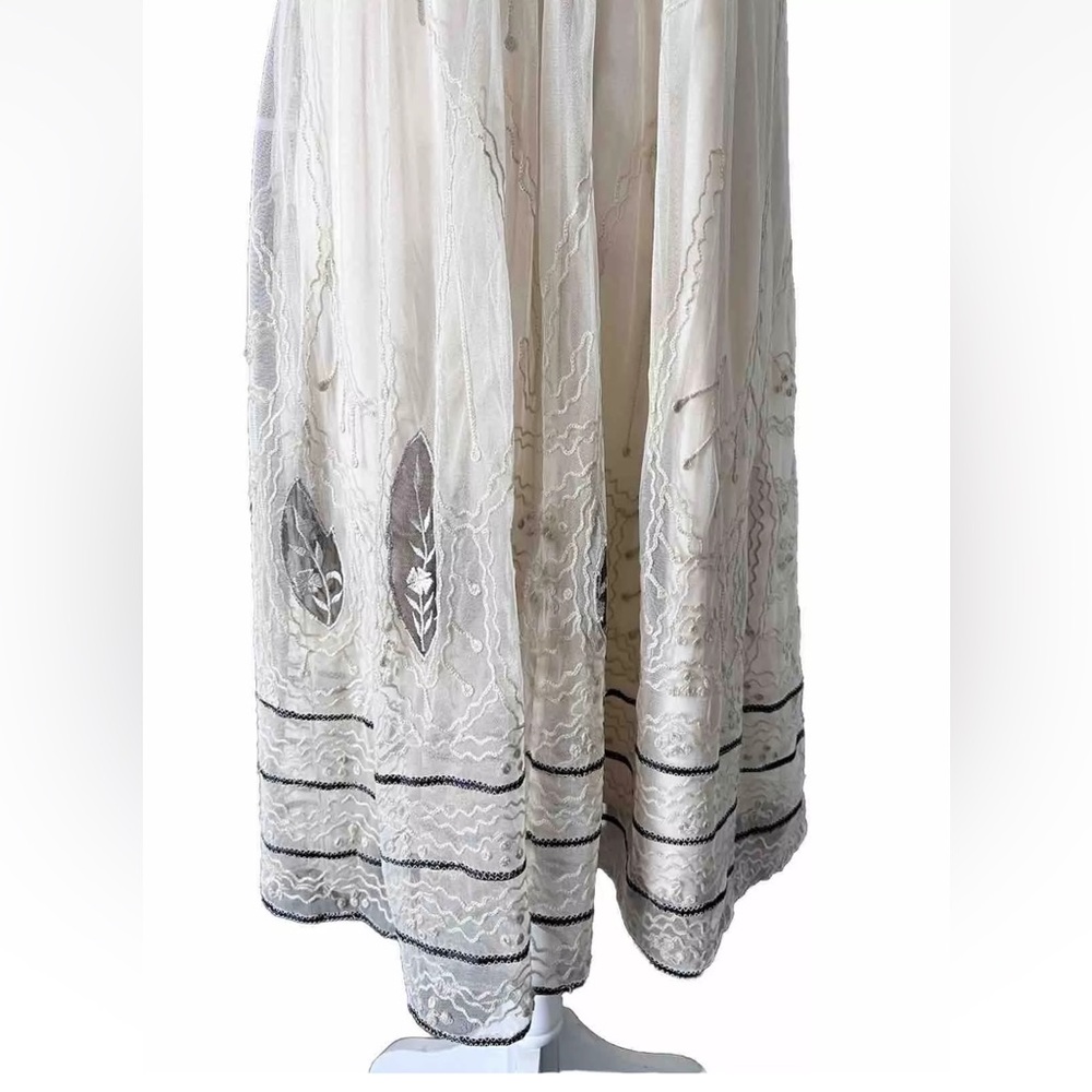 Sundance Women's Mesh  Ivory Lace Embroidered Dress Sleeveless Boho Size 8 - Picture 6 of 12